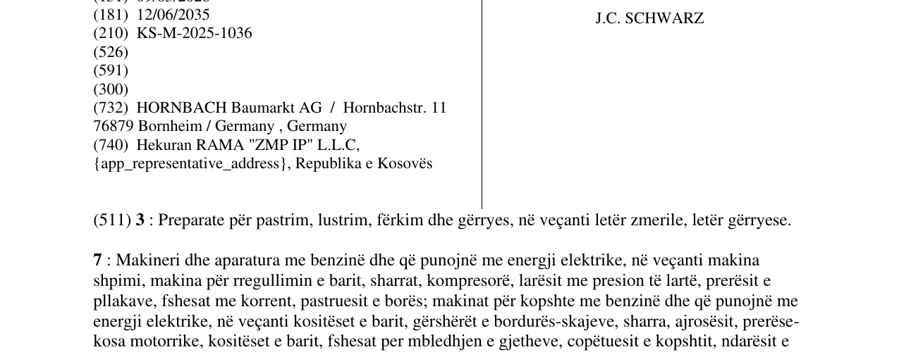Zëri i markës J.C. SCHWARZ në buletin