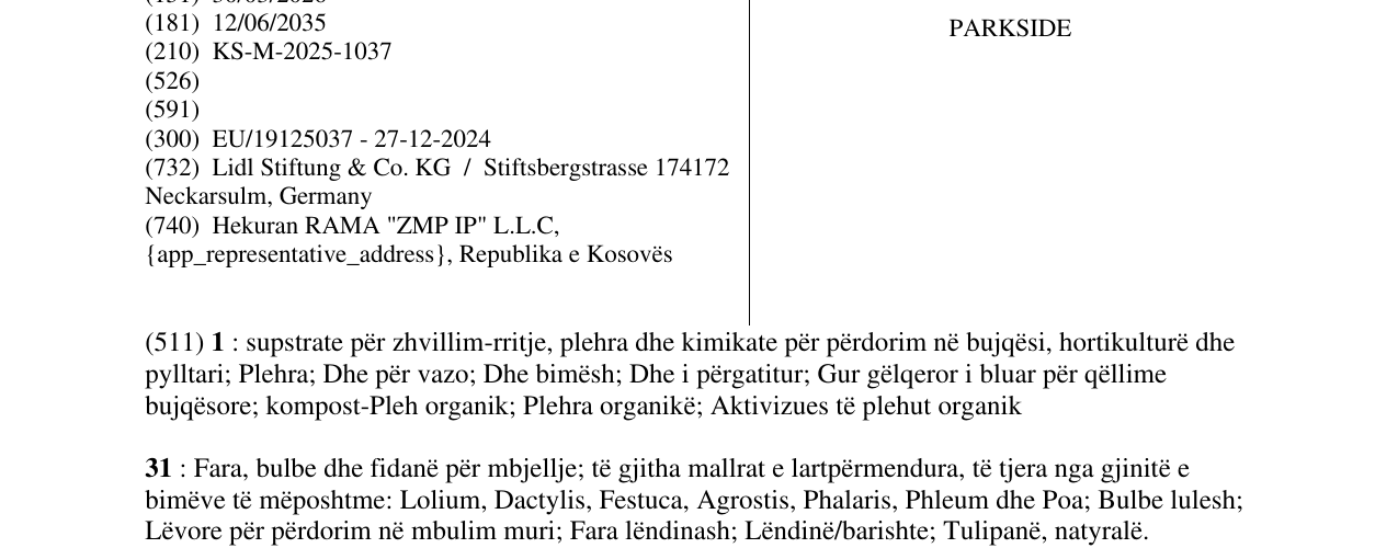 Zëri i markës PARKSIDE në buletin