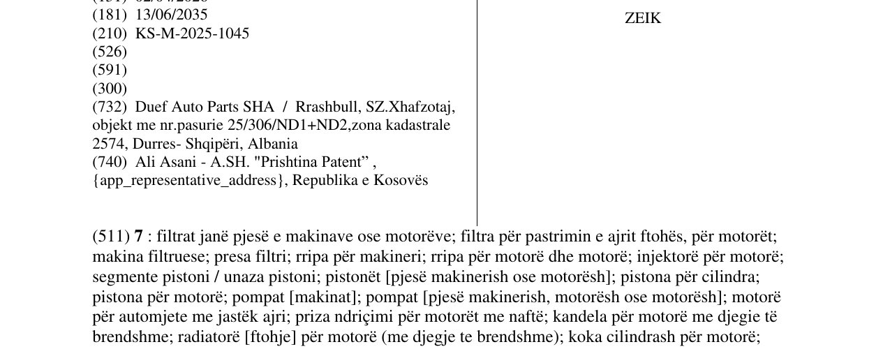 Zëri i markës ZEIK në buletin