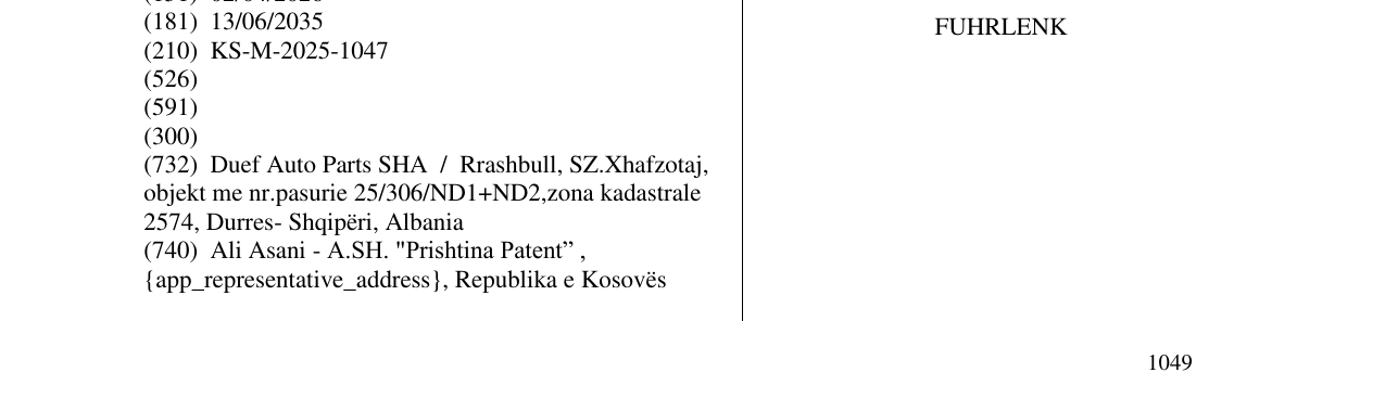 Zëri i markës FUHRLENK në buletin