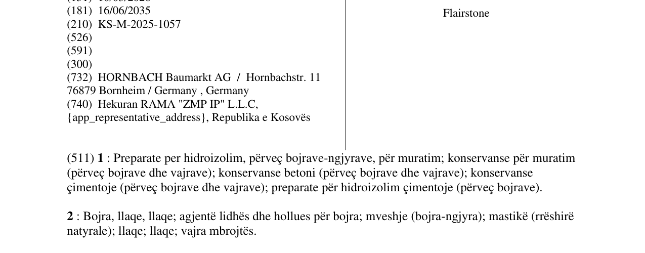 Zëri i markës Flairstone në buletin