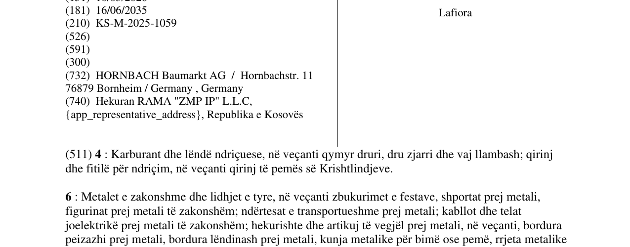 Zëri i markës Lafiora në buletin
