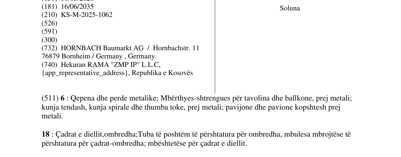 Zëri i markës Soluna në buletin