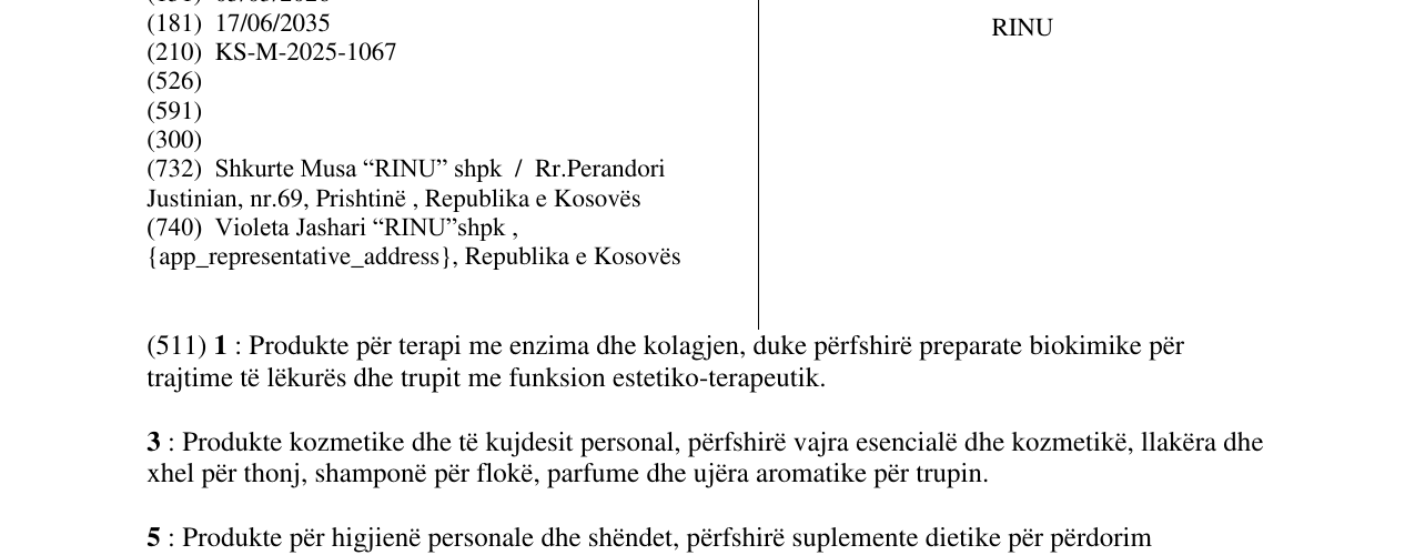 Zëri i markës RINU në buletin