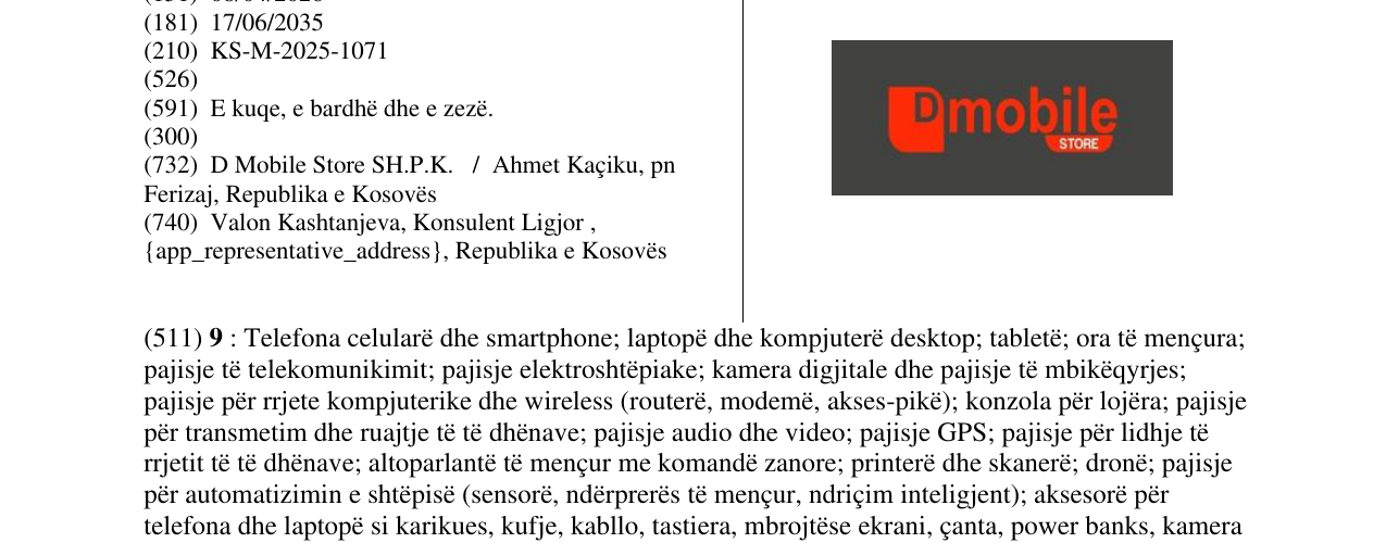 Zëri i markës Dmobile në buletin