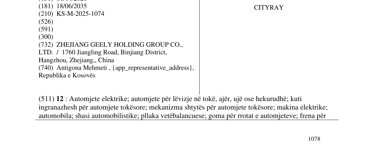 Zëri i markës CITYRAY në buletin