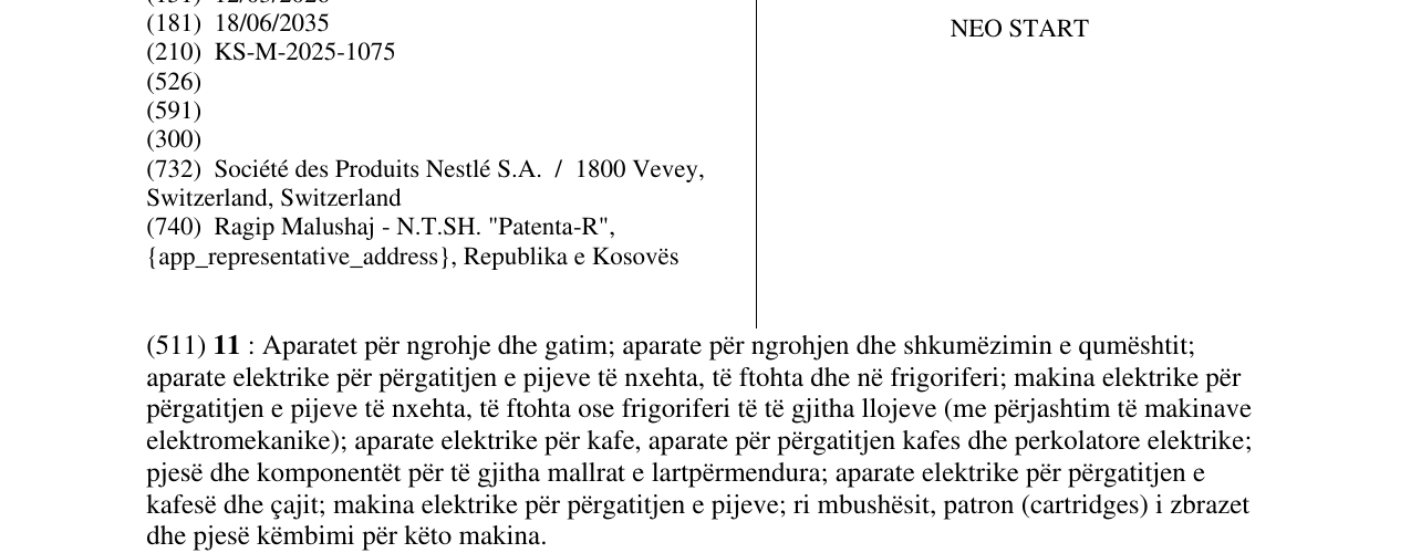 Zëri i markës NEO START në buletin