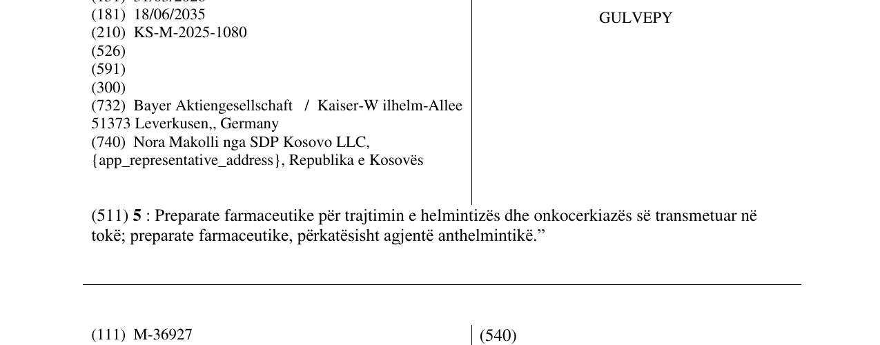 Zëri i markës GULVEPY në buletin
