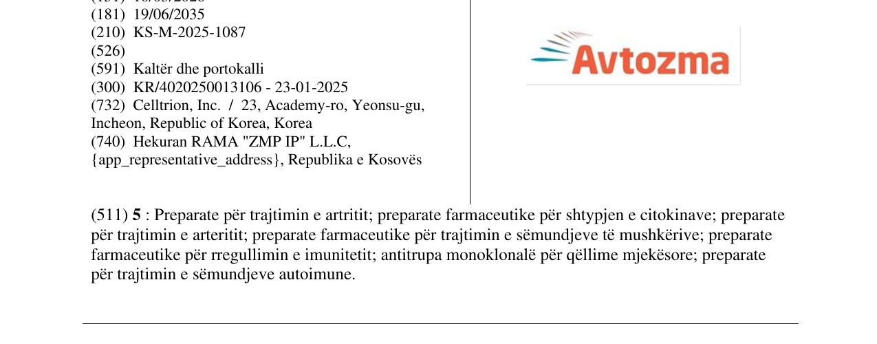 Zëri i markës AVTOZMA në buletin