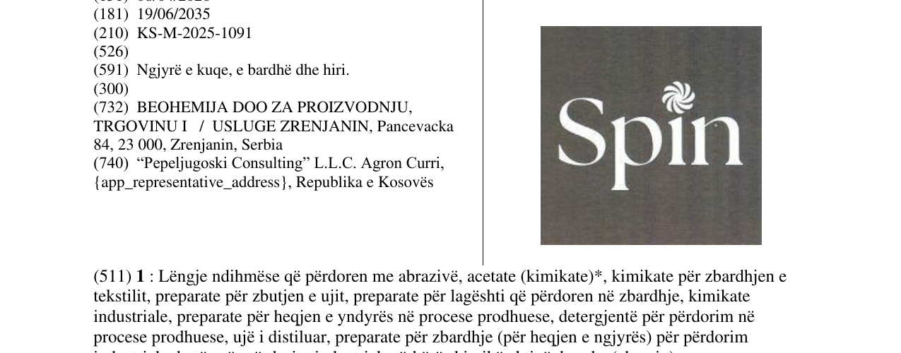 Zëri i markës Spin në buletin