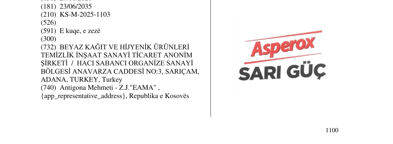 Zëri i markës Asperox SARI GUC në buletin