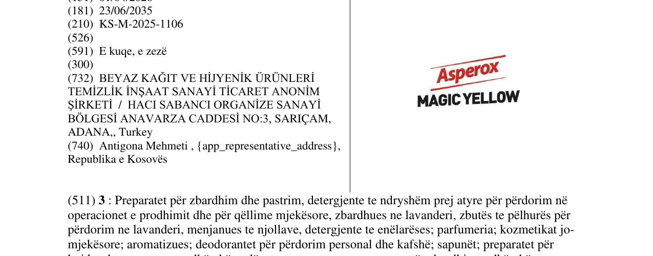Zëri i markës Asperox MAGIC YELLOW në buletin