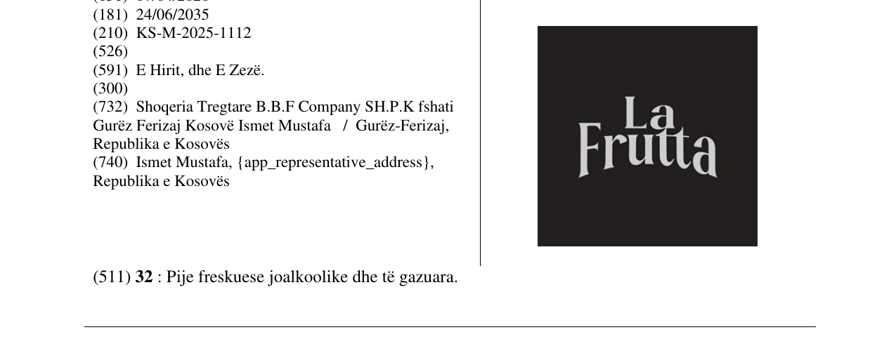 Zëri i markës LA FRUTTA në buletin