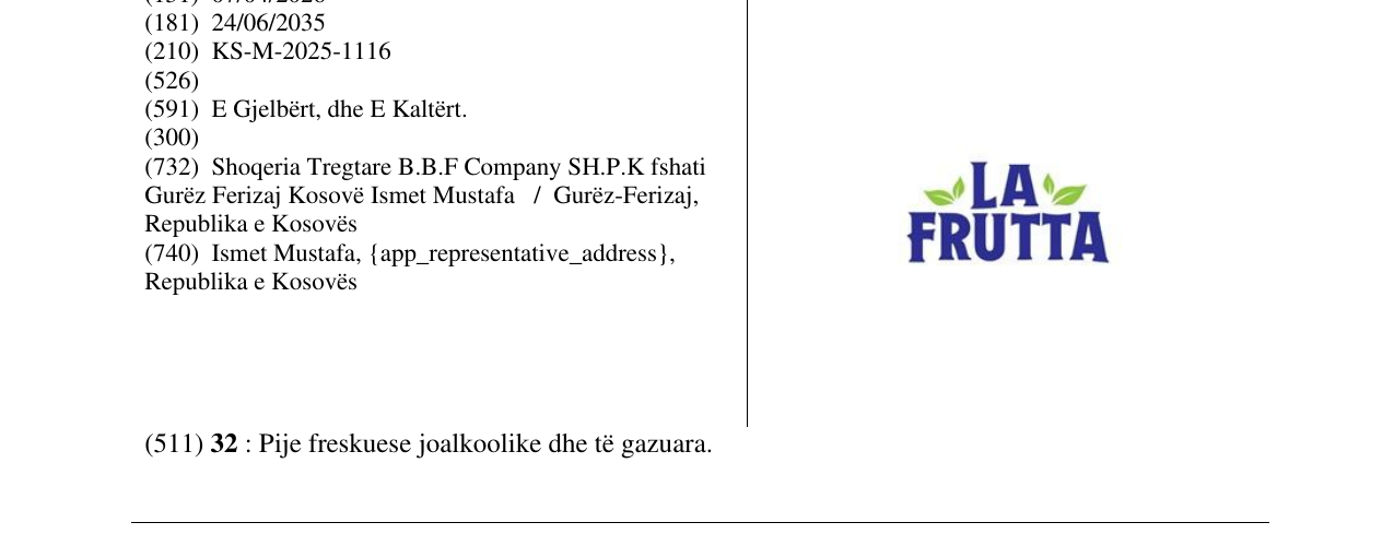 Zëri i markës LA FRUTTA në buletin
