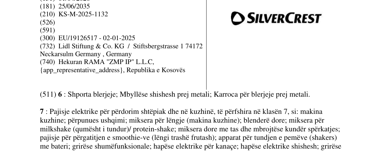 Zëri i markës SILVERCREST në buletin