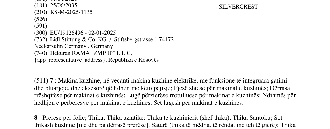 Zëri i markës SILVERCREST në buletin