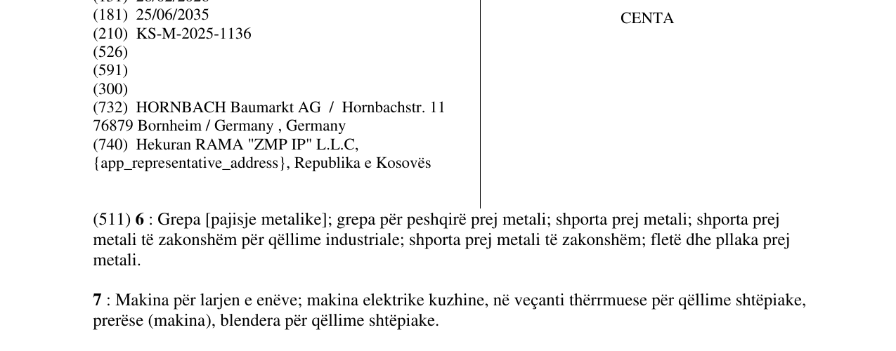 Zëri i markës CENTA në buletin