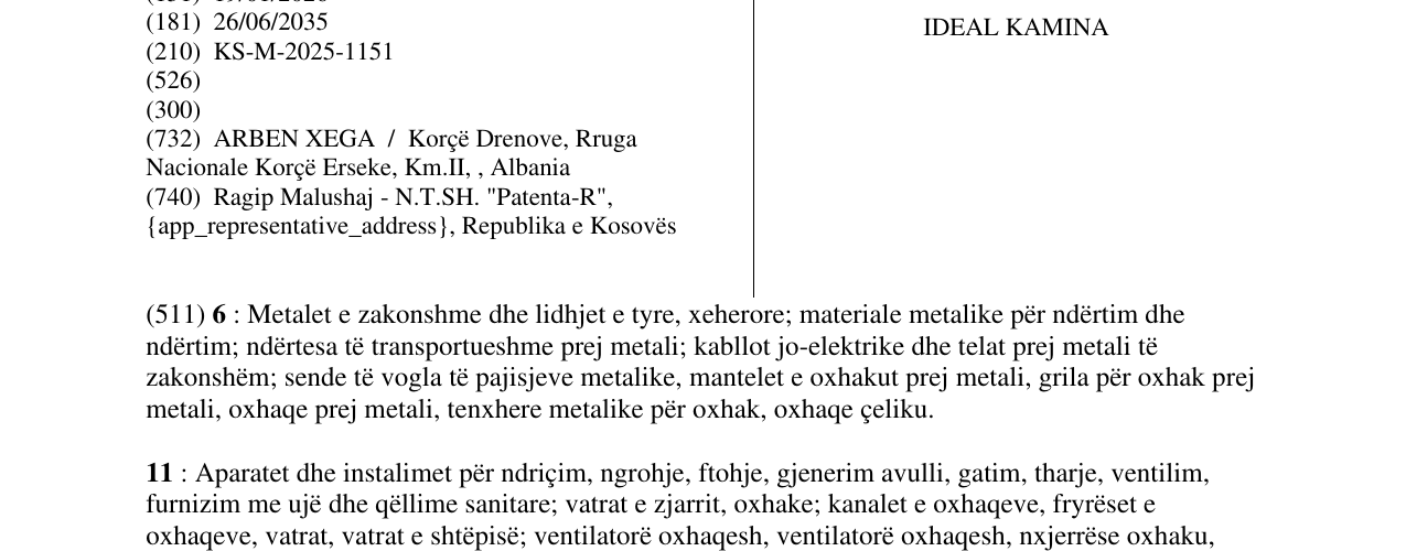 Zëri i markës IDEAL KAMINA në buletin