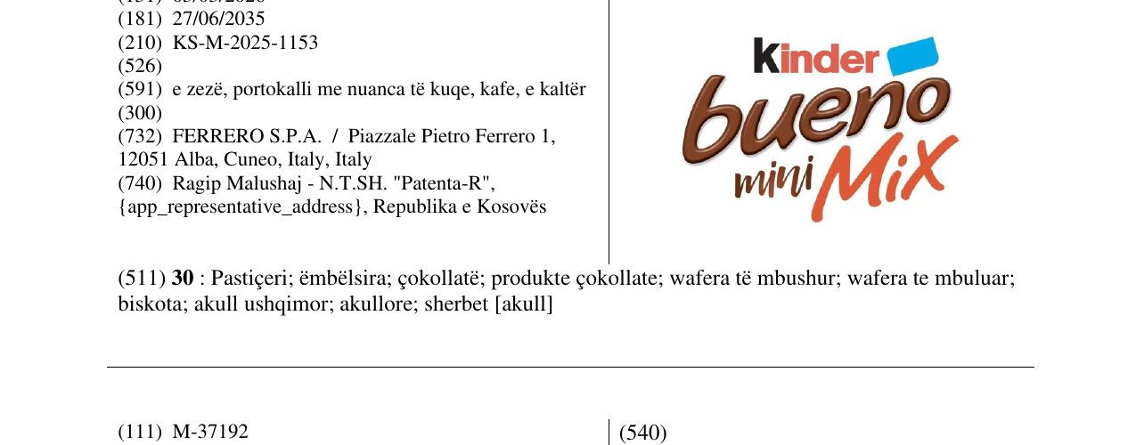 Zëri i markës Kinder bueno miniMIx në buletin