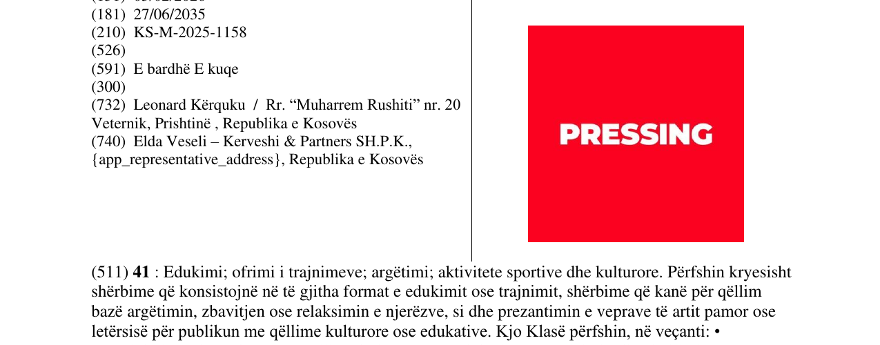 Zëri i markës PRESSING në buletin