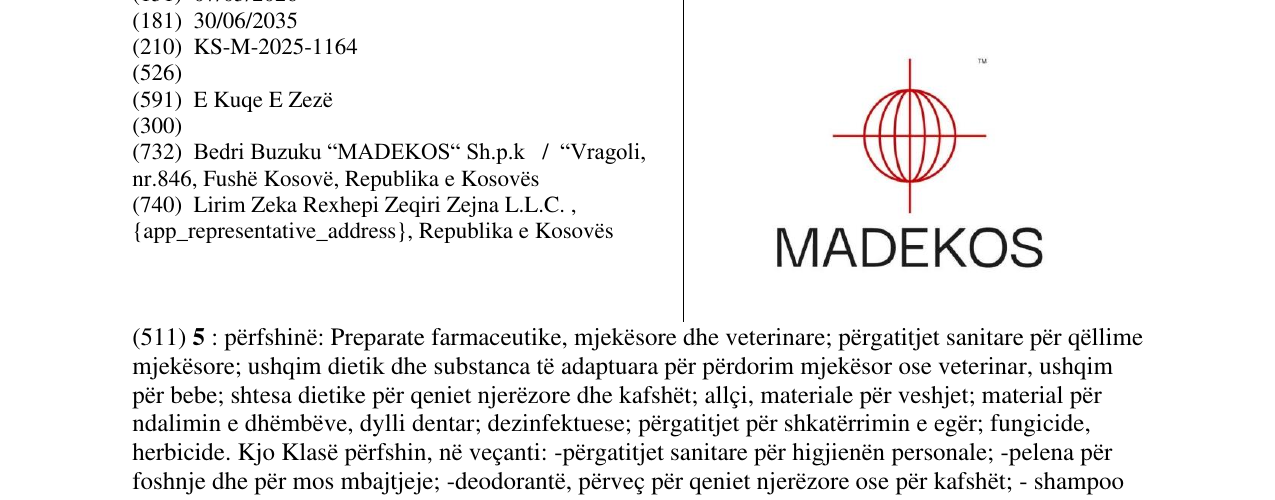 Zëri i markës MADEKOS në buletin