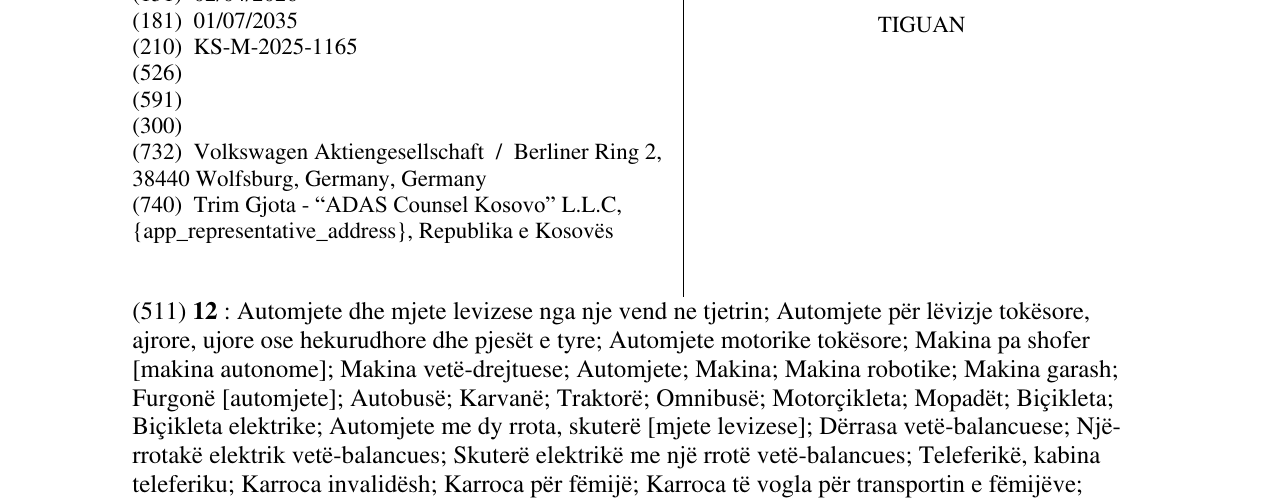 Zëri i markës TIGUAN në buletin
