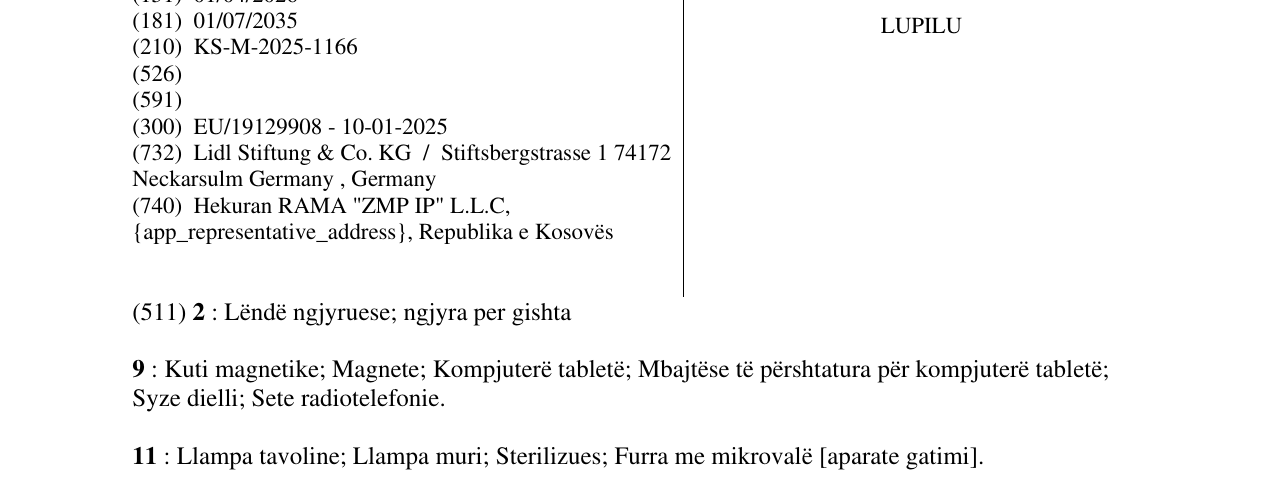 Zëri i markës LUPILU në buletin
