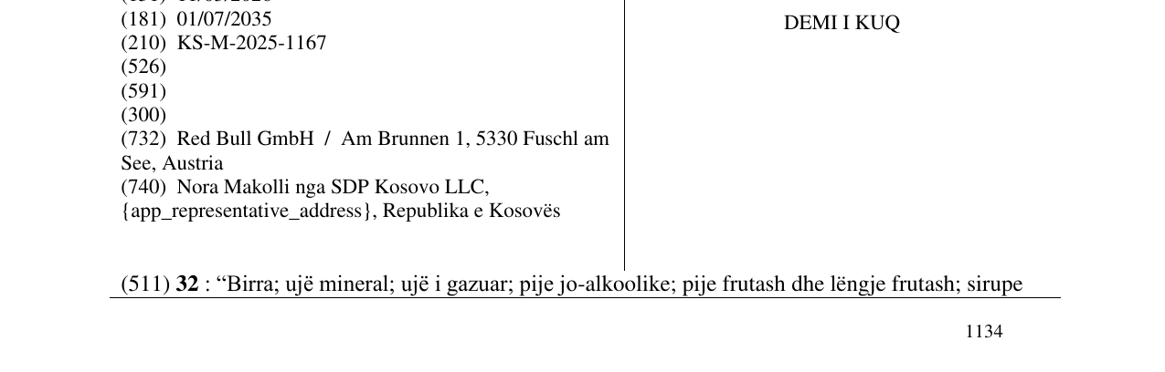 Zëri i markës DEMI I KUQ në buletin