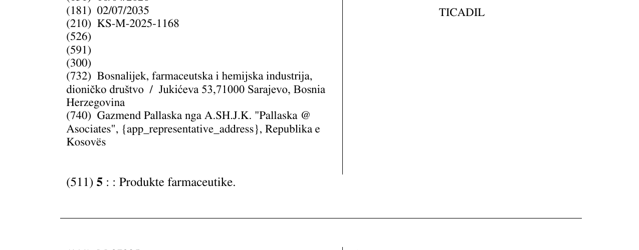 Zëri i markës TICADIL në buletin