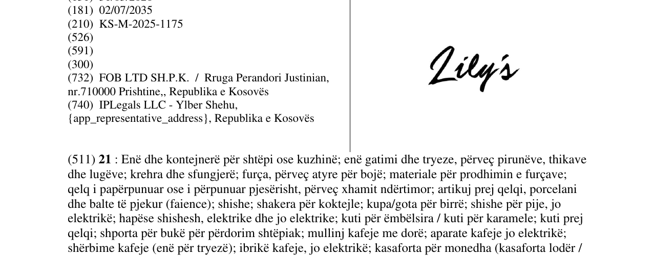 Zëri i markës Lilys në buletin