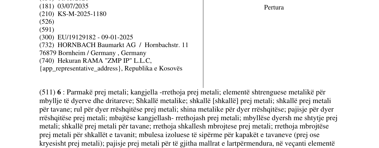 Zëri i markës Pertura në buletin
