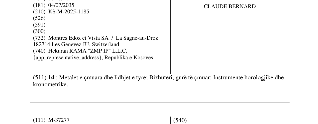Zëri i markës CLAUDE BERNARD në buletin