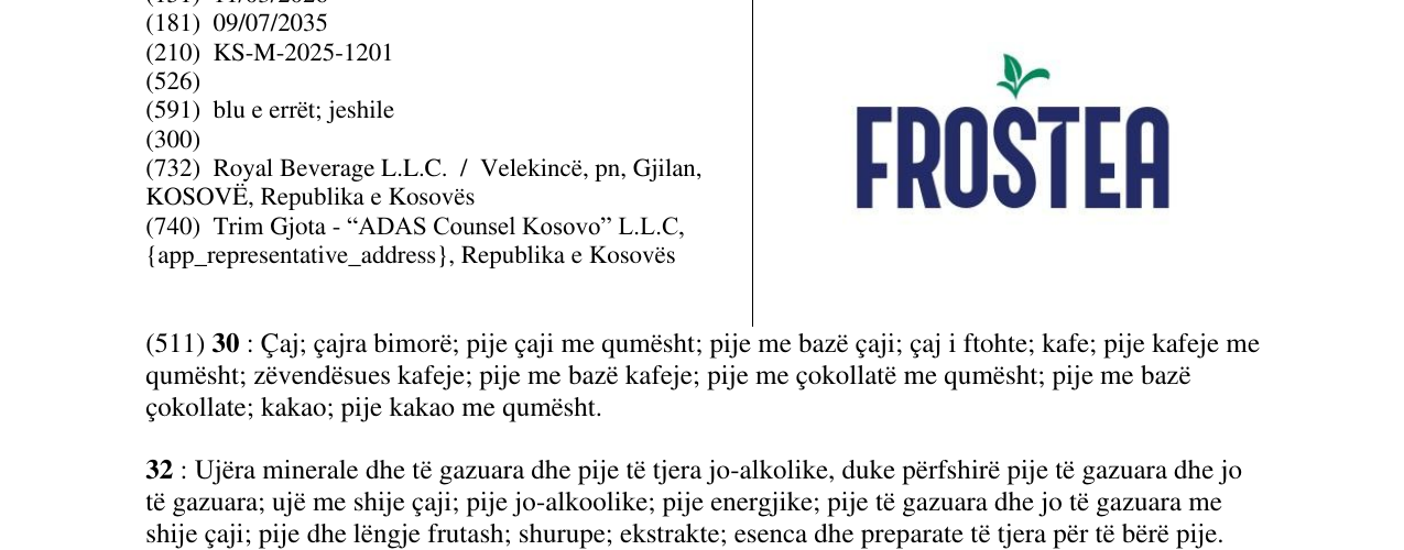 Zëri i markës FROSTEA në buletin