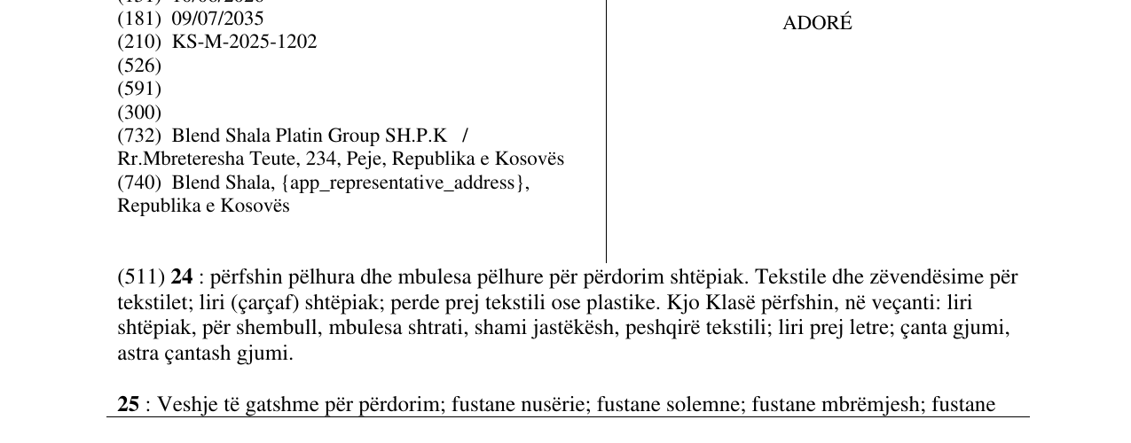 Zëri i markës ADORÉ në buletin