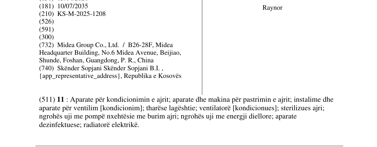 Zëri i markës Raynor në buletin