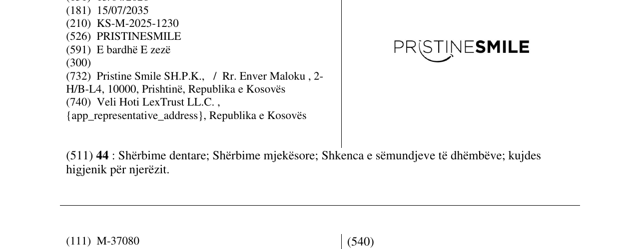 Zëri i markës PRISTINESMILE në buletin