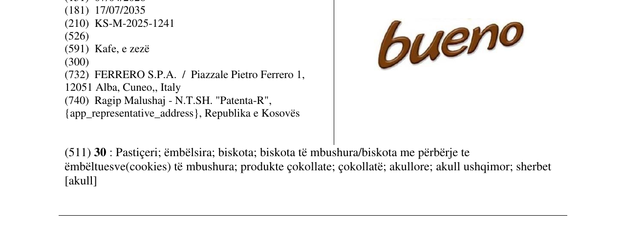 Zëri i markës bueno në buletin
