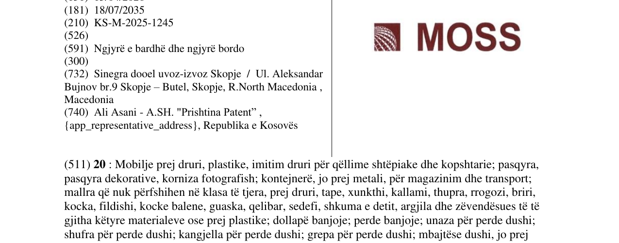 Zëri i markës MOSS në buletin