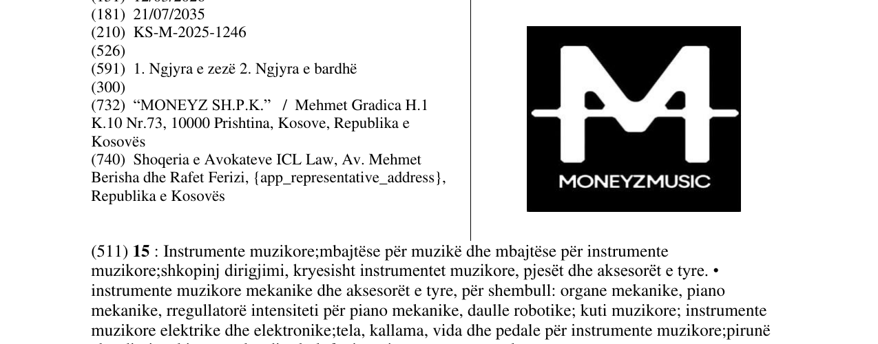 Zëri i markës MONEYZMUSIC në buletin