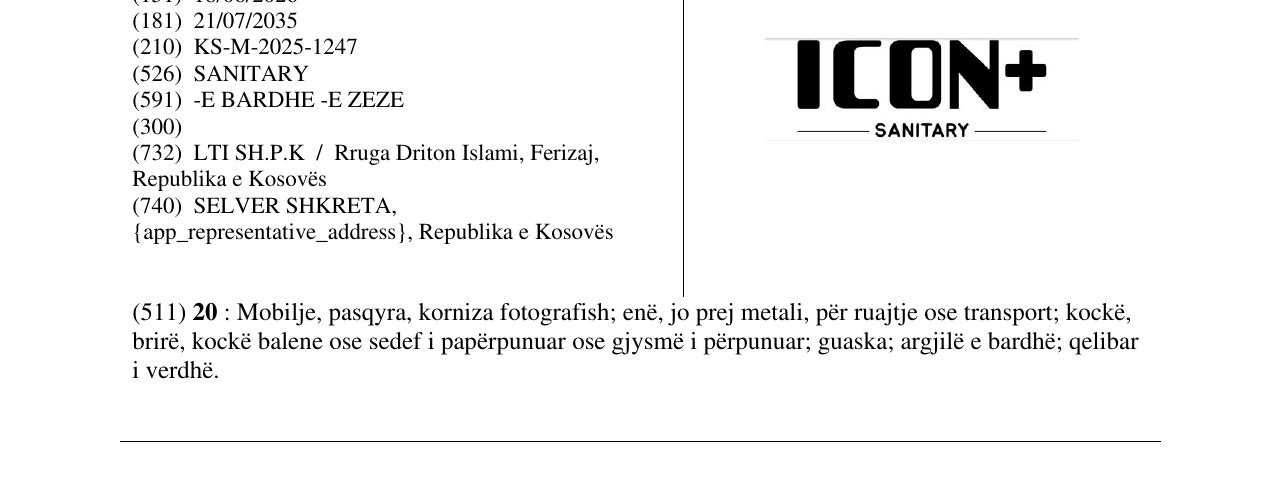 Zëri i markës ICON+ SANITARY në buletin