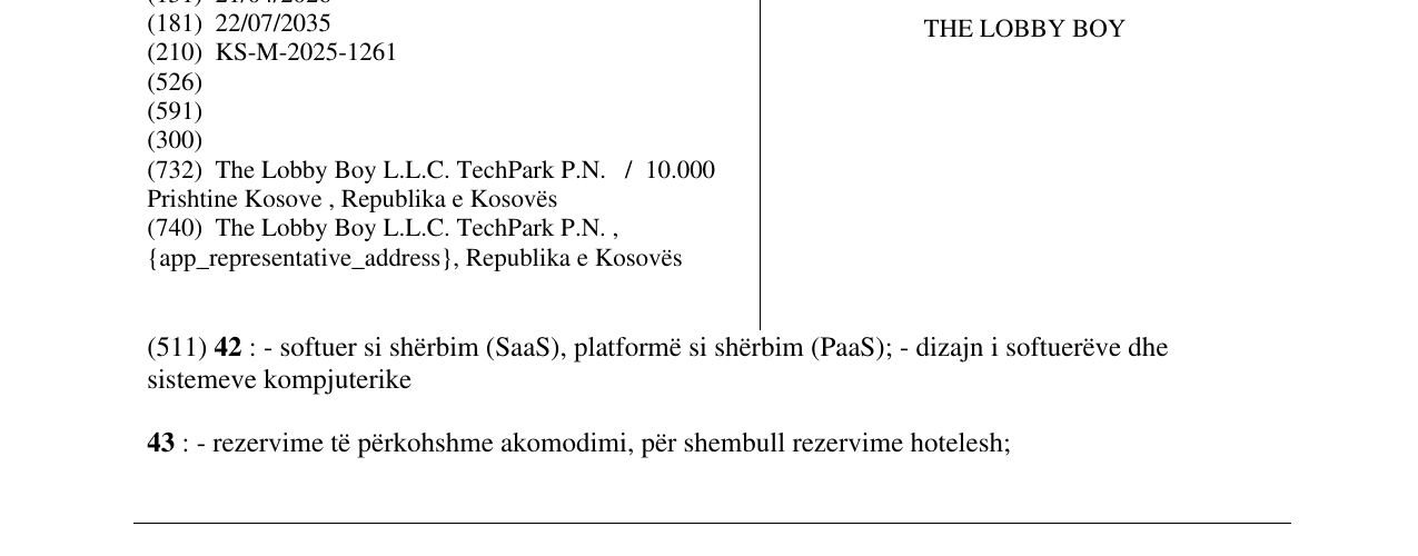 Zëri i markës THE LOBBY BOY në buletin
