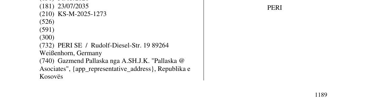 Zëri i markës PERI në buletin