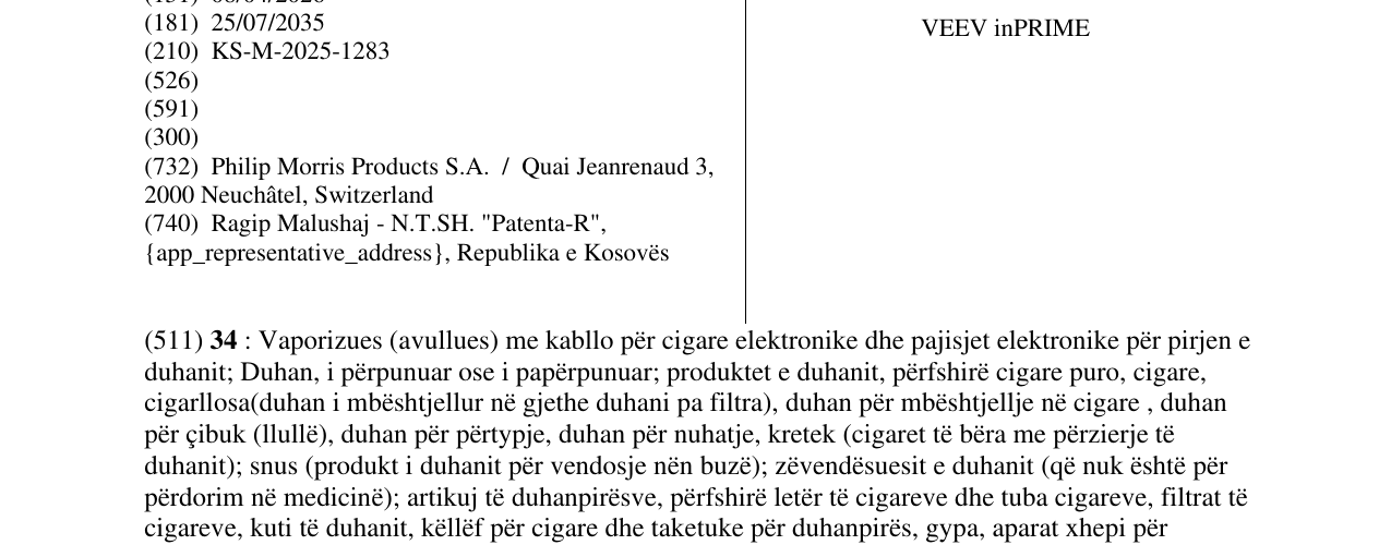 Zëri i markës VEEV inPRIME në buletin