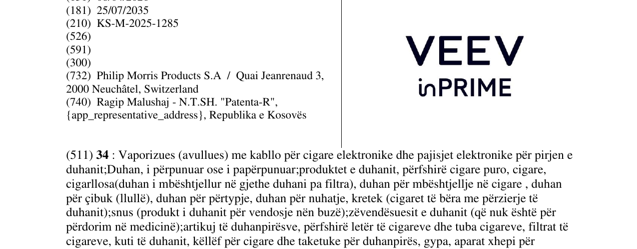 Zëri i markës VEEV inPRIME në buletin