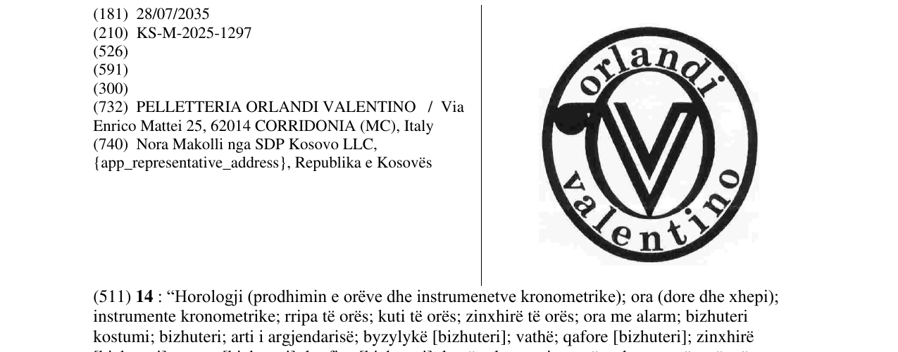 Zëri i markës OV ORLANDI në buletin