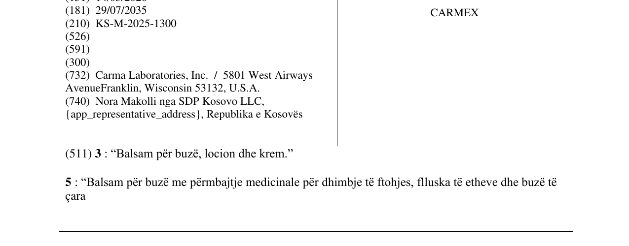 Zëri i markës CARMEX në buletin