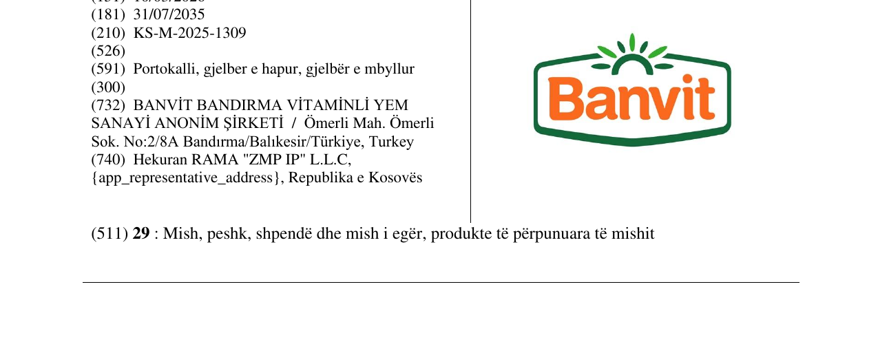 Zëri i markës Banvit në buletin