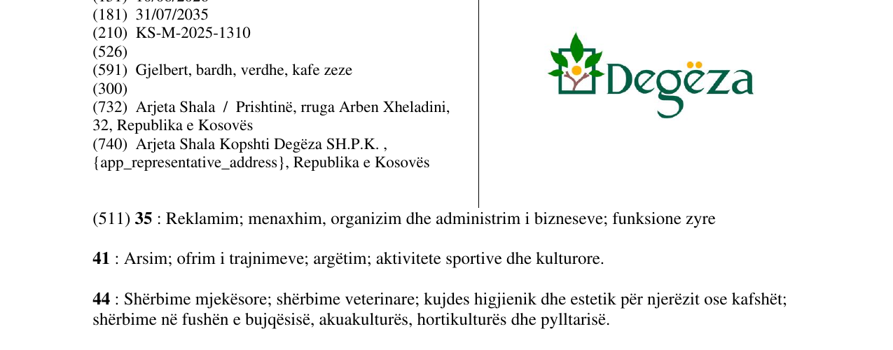 Zëri i markës Degëza në buletin