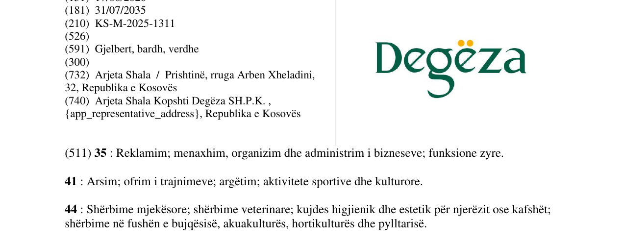 Zëri i markës Degëza në buletin