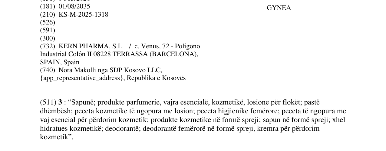 Zëri i markës GYNEA në buletin